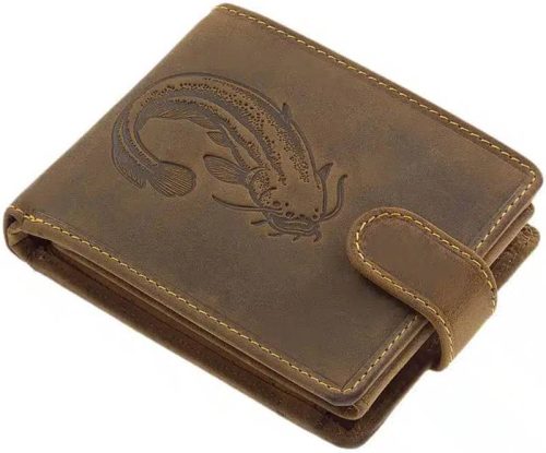  Rybárska kožená peňaženka GreenDeed so vzorom šťuky 12 x 9,5 cm