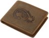  Rybárska kožená peňaženka GreenDeed so vzorom šťuky 12 x 9,5 cm