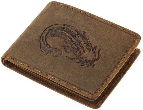  Rybárska kožená peňaženka GreenDeed so vzorom šťuky 12 x 9,5 cm
