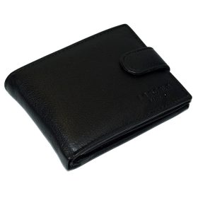    La Scala klipsová čierna pánska kožená peňaženka 12 × 9,5 cm