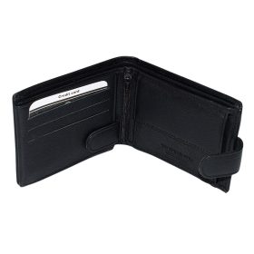    La Scala klipsová čierna pánska kožená peňaženka 12 × 9,5 cm