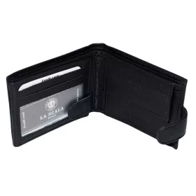    La Scala klipsová čierna pánska kožená peňaženka 12 × 9,5 cm