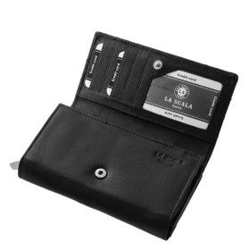    La Scala čierna dámska veľká kožená peňaženka 19 x 10 cm