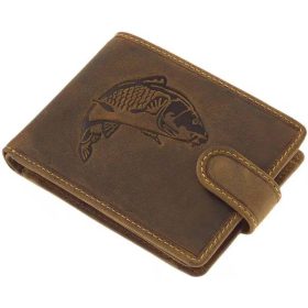    Kožená peňaženka s rybárskym klipom GreenDeed s potlačou kapra