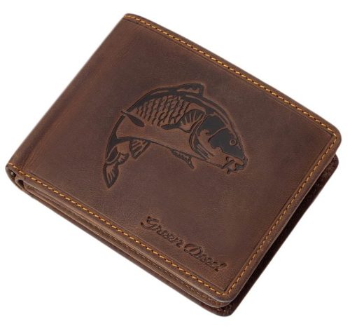  Rybárska kožená peňaženka GreenDeed s potlačou kapra, RFID ochrana