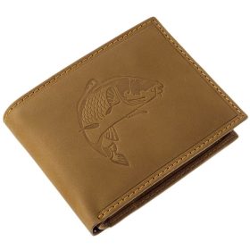    Rybárska kožená peňaženka GreenDeed s potlačou kapra, RFID ochrana