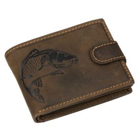    Rybárska kožená malá peňaženka GreenDeed so vzorom kapra, RFID