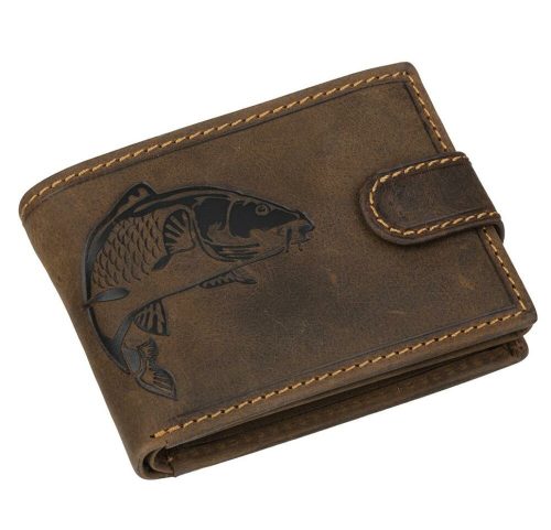  Rybárska kožená malá peňaženka GreenDeed so vzorom kapra, RFID
