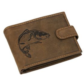    Kožená peňaženka s rybárskym klipom GreenDeed s potlačou kapra, RFID ochrana