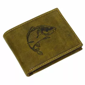    Rybárska kožená peňaženka GreenDeed so vzorom kapra, RFID ochrana