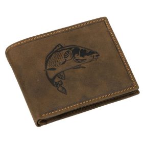    Rybárska kožená peňaženka GreenDeed s potlačou kapra, RFID ochrana