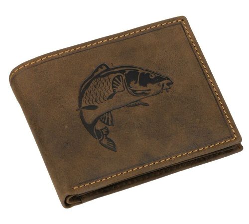  Rybárska kožená peňaženka GreenDeed s potlačou kapra, RFID ochrana