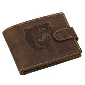    GreenDeed komplexný remienok, rybárska kožená peňaženka s ostriežovým vzorom 12,3 x 9 cm