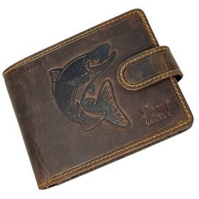    Rybárska kožená peňaženka GreenDeed so vzorom ostrieža 12,3 x 9 cm