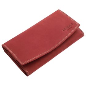  Červená veľká dámska kožená peňaženka La Scala