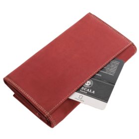  Červená veľká dámska kožená peňaženka La Scala