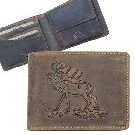    Lovecká pánska kožená peňaženka GreenDeed so vzorom jeleňa