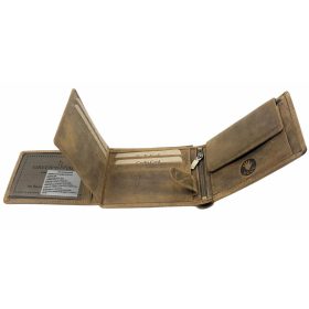    Malá poľovnícka kožená peňaženka GreenDeed so vzorom diviaka