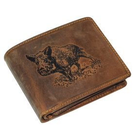  Lovecká kožená peňaženka GreenDeed so vzorom diviaka