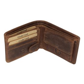    Lovecká kožená peňaženka GreenDeed so vzorom diviaka 10,5 × 8 cm