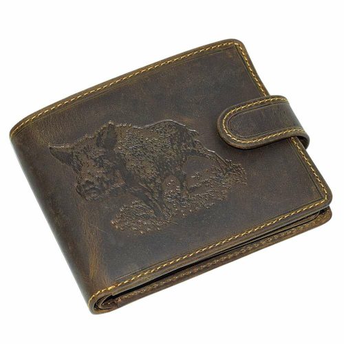  GreenDeed komplexný remienok, lovecká pánska kožená peňaženka so vzorom diviaka