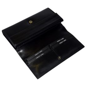    S.Belmonte dámska čierna kožená peňaženka, aktovka 20 × 10 cm
