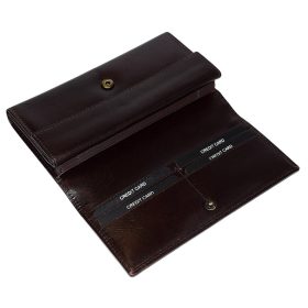   Dámska tmavohnedá kožená peňaženka S.Belmonte, aktovka 20 × 10 cm