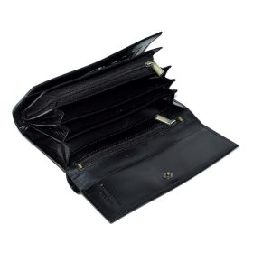    Corvo Bianco Luxusná dámska, kožená, čierna peňaženka