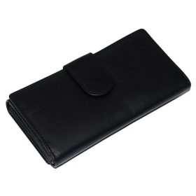    La Scala veľká dámska čierna kožená peňaženka 18,2 × 10 cm