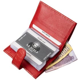  Červený kožený držiak na karty La Scala s vypínačom