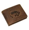  Rybárska kožená peňaženka GreenDeed so vzorom šťuky 12 x 9,5 cm