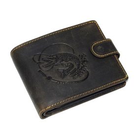    Kožená peňaženka s rybárskym klipom GreenDeed so vzorom šťuky 12 x 9,5 cm