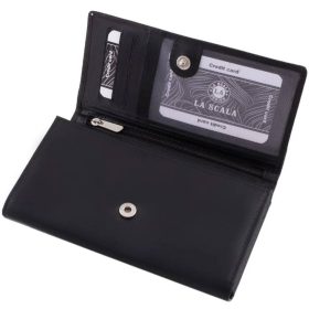    La Scala čierna dámska veľká kožená peňaženka 19 x 10 cm