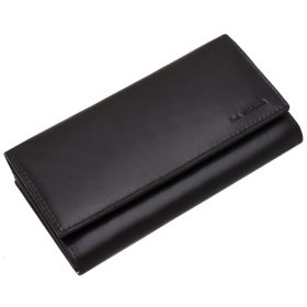    Čierna kožená peňaženka La Scala, aktovka 19 × 11,3 cm