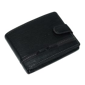    Corvo Bianco klipsová pánska čierna kožená peňaženka 12,2 x 9,5 cm