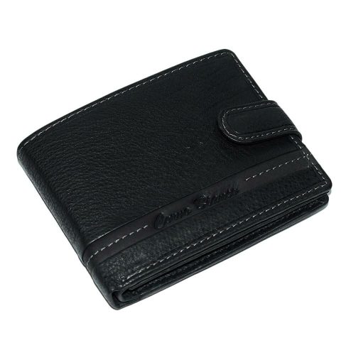  Corvo Bianco klipsová pánska čierna kožená peňaženka 12,2 x 9,5 cm