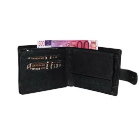    Corvo Bianco klipsová pánska čierna kožená peňaženka 12,2 x 9,5 cm