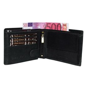    Pánska čierna kožená peňaženka Corvo Bianco 12,5 x 9,2 cm