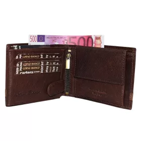    Pánska tmavohnedá kožená peňaženka Corvo Bianco 12,5 x 9,2 cm