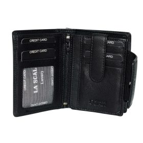  Dámska kožená peňaženka La Scala cross strap, čierna