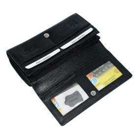    La Scala čierna dámska veľká kožená peňaženka 19 x 10 cm