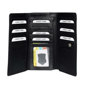    La Scala čierna dámska veľká kožená peňaženka 19 x 10 cm