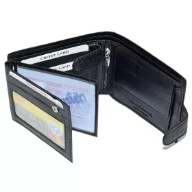  Kožená pánska peňaženka La Scala čierna 12,5 x 9,2 cm