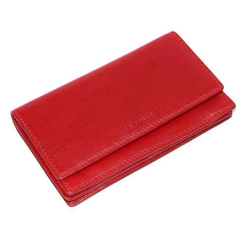 La Scala červená dámska veľká kožená peňaženka 17 x 10 cm