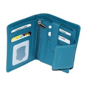 Dámska kožená peňaženka La Scala tyrkysová 13 × 10 cm