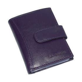    La Scala fialový kožený držiak na karty s komplexným remienkom