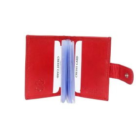    Červený kožený držiak na karty La Scala s komplexným remienkom