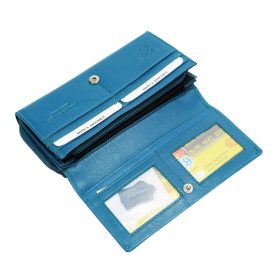    La Scala tyrkysová dámska veľká kožená peňaženka 19 x 10 cm