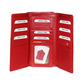    La Scala červená dámska veľká kožená peňaženka 19 x 10 cm