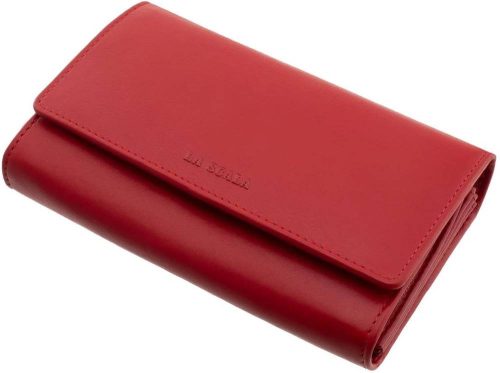  Červená veľká dámska kožená peňaženka La Scala